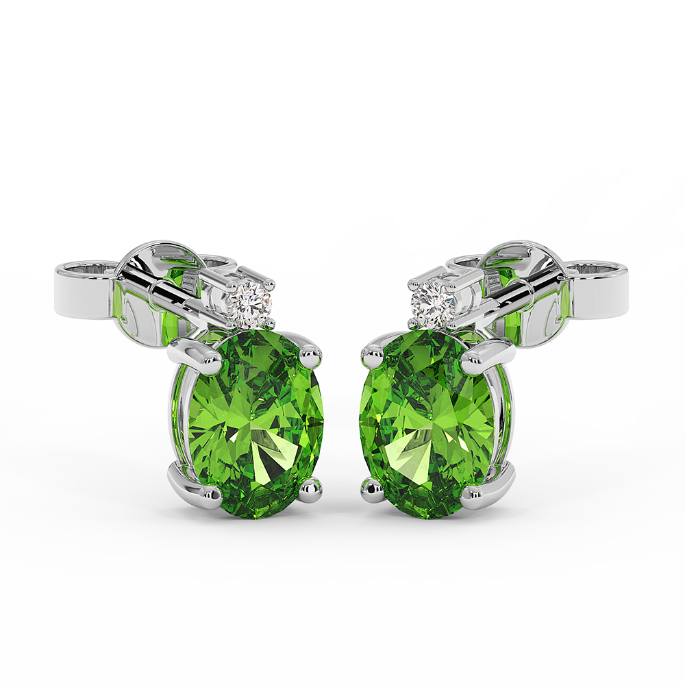 18K Gold Diamond Peridot Earrings